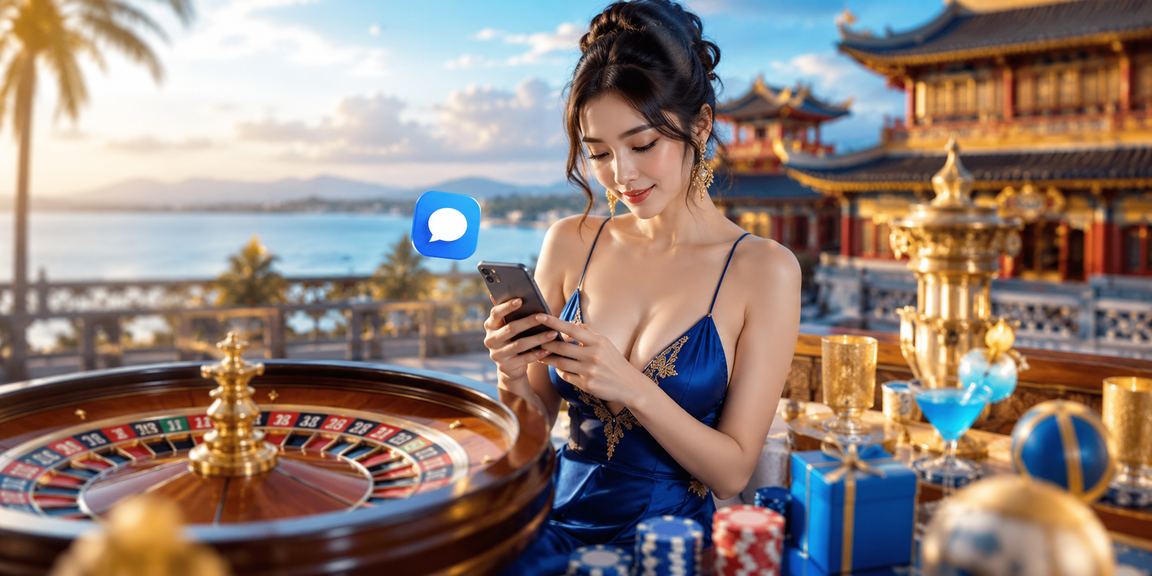 Bàn Roulette trực tuyến với cảnh biển Huế mang phong cách casino sang trọng